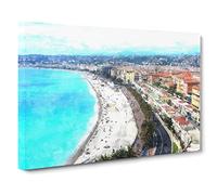 Nice Skyline In France Canvas Print | Gallery Wrapped 30mm Frame Wall Art | 24x16 inches | Ready to Hang | Modern Cityscape Picture | Living Room Bedroom Lounge Office