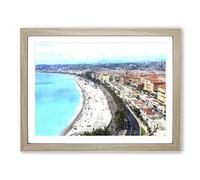 Nice Skyline In France Painting Modern Art Framed Print | A2 Oak Framed Wall Art | Ready to Hang | Modern Cityscape Picture | Living Room Bedroom Lounge Office