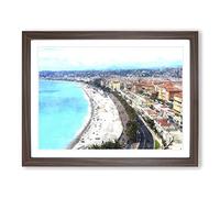 Nice Skyline In France Painting Modern Art Framed Print | A3 Walnut Framed Wall Art | Ready to Hang | Modern Cityscape Picture | Living Room Bedroom Lounge Office