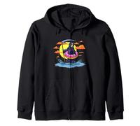 Nice Sunset Grim Reaper with Pool Ring for Beach Season Zip Hoodie