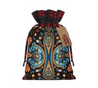 Nice symmetrical pattern Printed holiday drawstring bag 8.3x11.8 inch Christmas party decoration gift bag