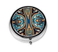 Nice Symmetrical Pattern This Small, Round, Three-Compartment Travel Pill Box is Perfect for Storing Daily medications, Vitamins, and on-The-go.