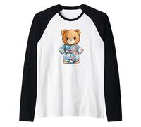 Nice Teddy Bear Bringing a Japanese-Inspired Touch Raglan Baseball Tee