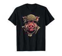 Nice Wild Hog with Military Helmet Costume T-Shirt