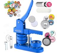 Nice2Have Button Maker Machine 2.25 inch (58mm),(100pcs Buttons,5pcs Bottle Openers,5pcs Fridge Magnets, 500+ Free Designs,Circle Cutter&Magic Book&Papers),Installation-Free Pin Maker Machine (Blue)