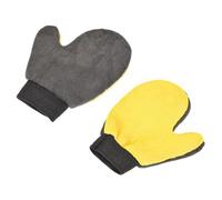 Nicear 2-Pack Chenille Cleaning Mitts Microfiber Multi-Surface Gloves for Car Dishes Windows and Blinds 9x8 Inch Dust Removal Washing Mitts (Yellow/Gray Coral Fleece)