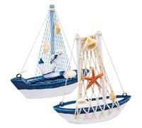 Nicear 2 Pieces Mini Sailboat Decor Maritime Little Boats Ornaments Nautical Sailing Ship Boat Model For Bathroom
