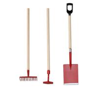 Nicear 3 Pcs 1/12 Scale Dolls House Garden Tools Miniature Shovel Rake and Hoe Dollhouse Accessories Red