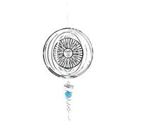 Nicear 3d Stainless Steel Wind Spinner Hanging Ornament Sun Spiral Wind Chime With Gazing Ball 360° Rotating Outdoor Garden Art 17.7cm Diameter