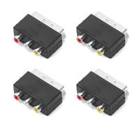 Nicear 4 Pcs SCART Male To 3 Female Adaptor Compatible with TV DVD VCR Audio Video Transmission Compact and Durable Black