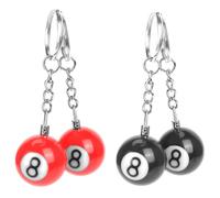 Nicear 4Pcs Billiard Ball Keyrings Key Ring Keychain Black 8 Ball Keyrings Billiard Creative Chain 25 Mm Plastic Key Ring Black Red