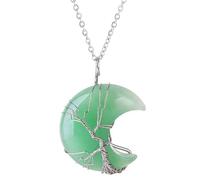 Nicear Natural Crystal Moon Tree of Life Pendant Women's Crescent Moon Gothic Gift Healing Crystal Pendant Tree of Life