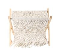 Nicear Nordic Cotton Rope Woven Magazine Rack Bohemian Hand-Woven Folding Rack With Solid Wood Frame White Storage Rack For Books Plants And Home Decor