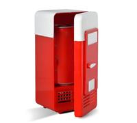 Nicear Portable Mini Fridge 5V USB 1 Can Drink Cooler and Warmer Compact Beverage Fridge for Car Office Desk Bedroom (Red, 95x95x195mm)