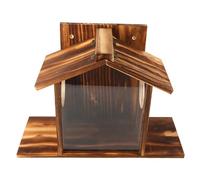 Nicear Squirrel Feeder with Waterproof Roof Wooden Wildlife House with Corn Cob Stand Easy-to-Assemble Squirrel and Chipmunk Garden Decor Outdoor Animal Feeding Station