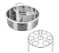 Nicear Stainless Steel Steamer Basket Rack Steam Grill Mesh Basket Divider Steamer Basket Rack Durable Steamer Cooking Accessories Triple Separator Set