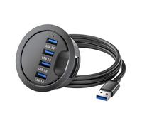 Nicear USB 3.0 Hub 4 Port USB 59mm Desk Grommet Splitter Dock Station Interface for Desktop PC Desk Black