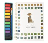 Nicear Watercolor Workbooks Beginner-Friendly Watercolor Workbook 12 Colors Watercolor Paint Set with Paint Brush,Art Crafts Painting Supplies (Wildlife)
