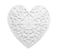 Nicear Wood Wall Panel Hanging Decor 30x30cm Shabby Chic White Ornate Floral Carved Floral Patterned Distressed White