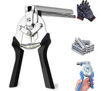 Nicebelie Pliers, Type M Nail Ring Pliers, Multi-Function Cage Clamp Hog Ring Plier Kit with M Clips, Perfect for Poultry Cages, Wire Fencing & Upholstery Work (Black)