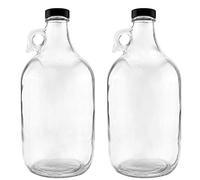 nicebottles Glass Handled Jugs, Half-Gallon, Clear, Pack of 2