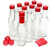 nicebottles Hot Sauce Bottles with Red Caps & Shrink Bands, 5 Oz - Case of 12