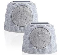 NiceBuy Solar Rock Speakers Outdoor Water-Resistant 2-Pack Solar Powered Rock Speaker with Lights RGB and TWS Pair for Patio Outside Garden BBQ Deck