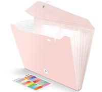 Nicecho Expanding File Folder, 7 Pockets Accordion File Organizer, A4 Letter Size Paper Document Receipt Organizer Accordian Filing Folder for Classroom, Home, Office and Travel (Pink)