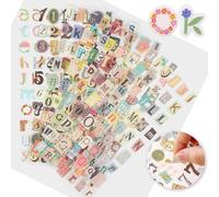NICECONE 12 Sheets Vintage Stickers, 840+ PCS Graffiti Alphabet & Number Stickers, 6 Designs Self-Adhesive Decals for Scrapbook, Journal, Laptop, Gift, Classroom Decor