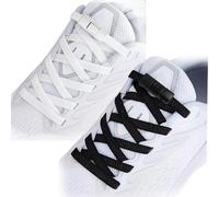 NICECONE 2 Pairs Easy No Tie Elastic Laces, Flat Tieless Shoelaces for Sneakers, 8mm Stretch Shoe Strings for Kids & Adults, One Size Fits All, Black & white