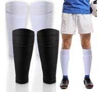 NICECONE 2 Pairs Soccer Shin Guard Socks, Breathable Calf Shin Guards Sleeves Soccer Socks with Pockets Soft Shin Guard Holders for Football Games Beginner Teenagers Kids Adults