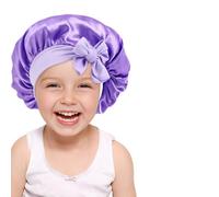 NICECONE 2 PCS Silk Satin Bonnet for Kids, Baby Bonnet with Adjustable Straps Wide Elastic Band Sleeping Cap Stretchy Tie Band Hair Bonnets for Teens Toddler Child Curly Hair Pink