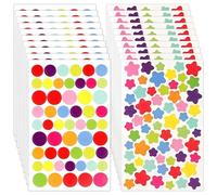NICECONE 20 Sheets Small Stickers, 1160 PCS Cute Star Dot Stickers Set, Self-Adhesive Scrapbooking Reward Stickers for Kids Crafts, Water Bottles, Journals, Gifts Packaging
