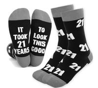 NICECONE 21st Birthday Gifts for Men - Funny Novelty Socks with It Took 21 Years to Look This Good - Black Calf-Length Birthday Presents for Son, Grandson, Boyfriend, Brother