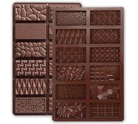 NICECONE 2PCS Chocolate Molds, 12-Cavity Silicone Chocolate Bar Mold (7.2x3.6x1cm Per Piece), Reusable Non-Stick Thick Candy Molds for DIY ChocolateBars, Wax Melts, Desserts - BPA Free Food Grade