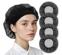 NICECONE 4 Pcs Chef Hat Adjustable Elastic Mesh Chef Caps for Cooking, Reusable & Washable Kitchen Hair Nets for Food Service Workers, Black