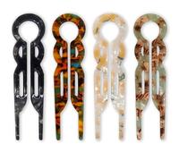 NICECONE 4PCS French Hair Pins for Women, U-Shaped Prestige Hair Clips with 4 Unique Colors Patterns, Elegant Acetate Hair Sticks for Bun Updo Long Thick Thin Hair (11.3cm)