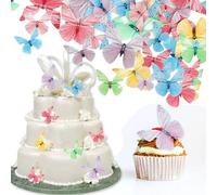 NICECONE 72PCS Edible Butterfly Cake Toppers, Colorful Paper Butterflies for Cupcakes, Cake Decorations for Birthday, Wedding, Anniversary, Baby Shower(Mix Color & Size)