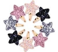 NICECONE 8 PCS Star Hair Clips with Glitter, Gold Metal Snap Barrettes, Sparkly Y2K Hair Accessories for Women Girls, Party Gift Supplies (Multi-Color)