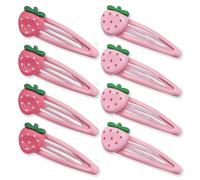 NICECONE 8Pcs Strawberry Hair Clips, Pink Hair Barrettes for Women Girls, 5.5cm Snap Clips Cute Y2K Hair Accessories, Decorative Fruit Hairpins for Kids Teens Toddlers Gifts