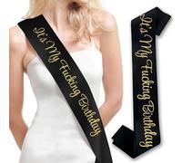NICECONE Funny It's My F***king Birthday Sash - Black & Gold Birthday Party Sash for Her Him, Gag Gift for Women Men, 160cm Adult Birthday Decorations Supplies (16th 18th 21st 30th 40th 50th)