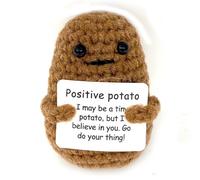 NICECONE Mini Positive Vegetable Fruit Wool Knitted Doll with Positive Card, Handmade Emotional Pickle Gift Cute Knitted Funny Inspirational Gifts for Cheer Up Birthday, Home Office Decor (Potato)