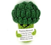 NICECONE Mini Positive Vegetable Fruit Wool Knitted Doll with Positive Card, Handmade Emotional Pickle Gift Cute Knitted Funny Inspirational Gifts for Cheer Up Birthday, Home Office Decor (Broccoli)