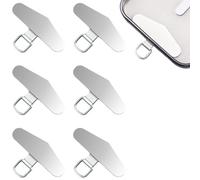 NICECRAFT 6 Pcs Metal Phone Tether Tags 1.89x0.91in Cell Phone Lanyard Case Patch Silver Mobile Phone Case Strap Insert Stainless Steel Phone Lanyard Pad Attachment for Smartphone, without Adhesive