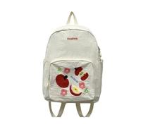 NICECY Cute embroidery junior high school student appearance backpack, lightweight and large capacity casual tutoring(trumpet,white)