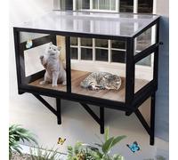 Nicedday Cat Window Box Window Perch Catio Outdoor Cat Enclosure Bug Proof Wire Grid for Sunbathing Napping Overlooking for Indoor Outdoor Cats