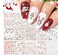 NICEDECO 15 Sheets Christmas Nail Art Stickers Decals, Self-Adhesive Stickers Colorful Ultralight Water-Proof Stickers, Nail Art Design Decoration Accessories
