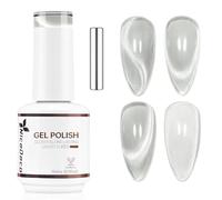 Nicedeco 15ml Glassy Transparent Magnetic Cat Eye Gel Polish with Magnet - Glossy Crystal Liquid Effect, Reflective Translucent Jelly UV Nail Polish, Long Lasting for Salon & DIY