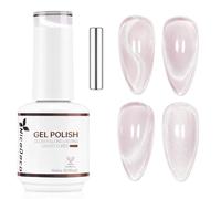 Nicedeco 15ml Glassy Transparent Magnetic Cat Eye Gel Polish with Magnet - Glossy Crystal Liquid Effect, Reflective Translucent Jelly UV Nail Polish, Long Lasting for Salon & DIY