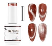 Nicedeco 15ml Glitter Shimmer Transparent Red Magnetic Cat Eye Gel Polish with Magnet - Glossy Crystal Liquid Effect, Reflective Translucent Jelly UV Nail Polish, Long Lasting for Salon & DIY